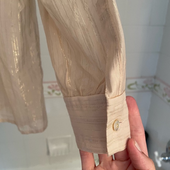 Marc by Marc Jacoba tapioca button down blouse with gold stripes - Picture 7 of 8